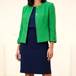 Tahari Textured Round Neck Blazer